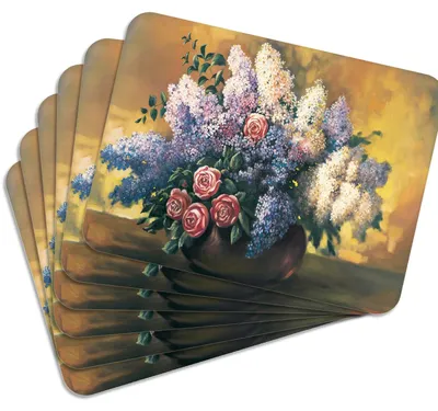 Produktbild von MG Design Set aus 6 Kork-Platzsets - Lilacs - 30 x 40 cm - hitzebeständig & abwischbar, mit Korkrückseite