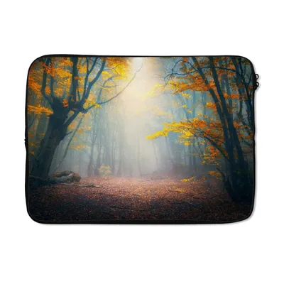Produktbild von MuchoWow® Laptop Hülle 13 Zoll Wald - Nebel - Herbst Laptoptasche - Laptophülle - Sleeve - Rundumschutz
