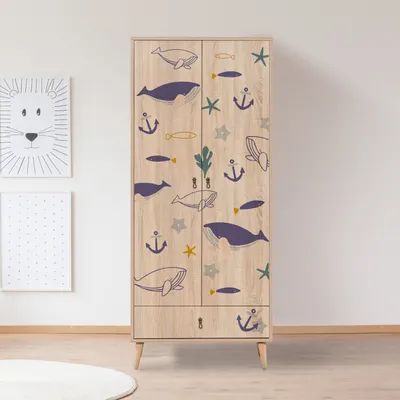 Produktbild von Skye Decor, City Gardrop Marin, Kleiderschrank, Mehrfarbig, 100 % MELAMINBESCHICHTETE SPANPLATTEN, 80 x 45 x 190 cm