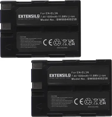 Produktbild von EXTENSILO 2x Akku Ersatz für Nikon EN-EL3, EN-EL3a für Kamera (1600 mAh, 7,4 V, Li-Ion)