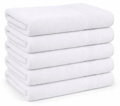 Produktbild von Unyqoos® Handtücher 50 x 100 cm – 5er Set, Hotelqualität, 100% Baumwolle, 400 g/m², Weiß, weich & sehr saugfähig,