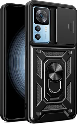 Produktbild von Xiaomi 12T Pro Hülle mit Ring Ständer Halter Dia Kameraschutz TPU PC Schutzhülle für Xiaomi 12T / 12T Pro / Redmi K50 Ultra Schwarz