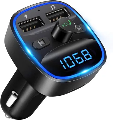 Produktbild von Bluetooth FM Transmitter Autoadapter für Autoradio, Freisprechfunktion, 2 USB-Anschlüsse, unterstützt SD-Karten-USB-Sticks
