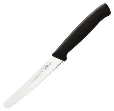 Universalmesser, gezackte Klinge, 11 cm, schwarz