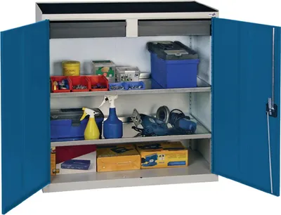 Image de Armoire à outils/de service H1000xL1000xP500mm 2 tiroirs,2BD gris/bleu STUMPF