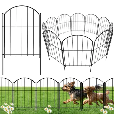 Metall-Gartenzaun 43 cm x 3 m, 10 Paneele, gebogen, schwarz