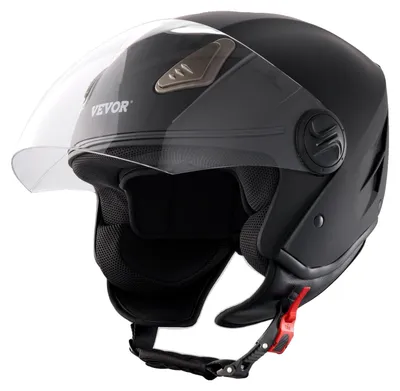 Productafbeelding van VEVOR crosshelm, 3/4 gezicht, maat L, ABS helm met Bluetooth-sleuf en verwisselbare vizieren, DOT-gekeurde, comfortabele crosshelm, geschikt voor jongeren en volwassenen, zwart
