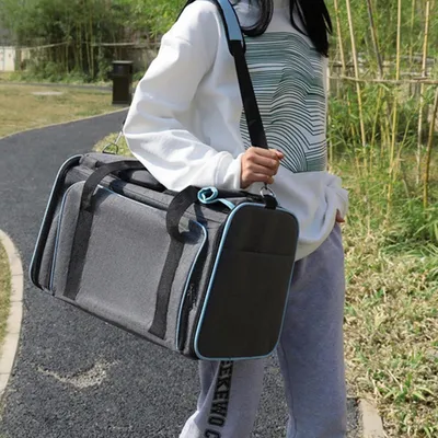 Image de Sac de transport pliable pour chats et petits chiens - Avion Voiture Voyage - Sac respirant pour chats - Caisses de transport