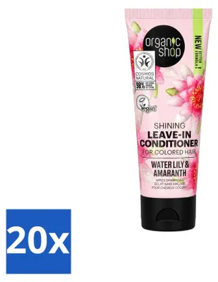 Immagine prodotto di 20 flaconi di Balsamo Districante Senza Risciacquo "Shining" di Organic Shop, con estratto di Ninfea e Amaranto, 75 ml - Confezione vantaggiosa - 20 pezzi