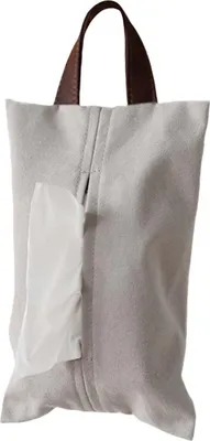 Immagine prodotto di INF Porta fazzoletti in tela giapponese con manico in pelle, 24x15x1 cm Grigio