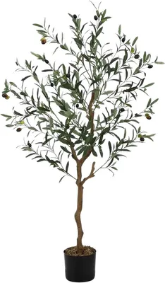 Produktbild von Künstlicher Olivenbaum Set 2 Stück 120 cm – Große Realistische Kunstpflanze für Innen & Außen – Dekorative Olive für Wohnzimmer & Büro