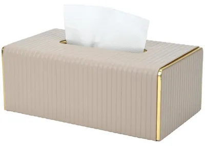 Produktbild von Kosmetiktücherbox Kunstleder Beige 25x14x10 cm mit Magnetverschluss