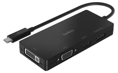 Produktbild von Belkin AVC003BTBK, Kabelgebunden, USB 3.2 Gen 1 (3.1 Gen 1) Type-C, Schwarz, 3840 x 2160 Pixel, DVI, DisplayPort, HDMI, VGA, Apple