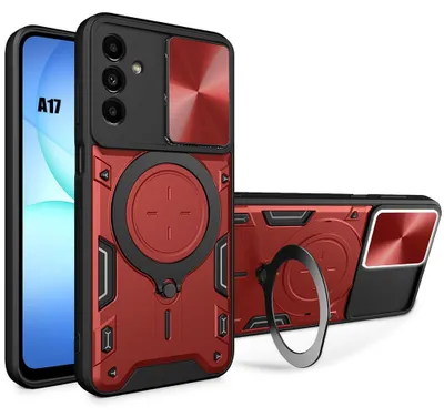 Image de Coque pour Samsung Galaxy A17 4G/5G, Antichoc avec Anneau Magnétique et Protection Caméra - Rouge