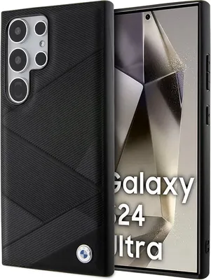 Obrázok produktu pre Etui Bmw podpis kožené kríženie línií vzor na Samsung Galaxy S24 Ultra - Čierne