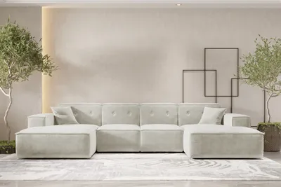 Produktbild von Wohnlandschaft Sofa U-Form CESINA in Stoff Perfect Harmony Cremeweiß