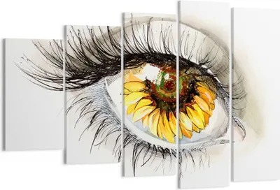 Produktbild von Bild auf Leinwand - Leinwandbild - Sonnenblume Auge Computer Blume - 150x100cm - Wand Bild - Wanddeko - Leinwanddruck - Bilder - Kunstdruck - Leinwand bilder - Wandkunst - EG150x100-3003