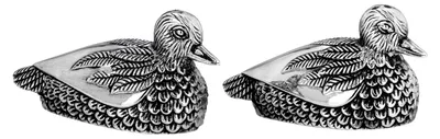 Produktbild von Salz- und Pfefferstreuer Set im Entenformat - versilbertes Streuerpaar im antiken Stil, dekoratives Accessoire für Küche und Essbereich