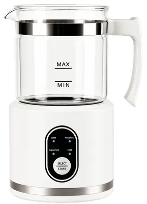 Productafbeelding van Zimilo elektrische melkopschuimer van glas, 500 ml, afneembare melkopschuimer voor warme en koude melkschuim, cappuccino en warme chocolademelk, wit