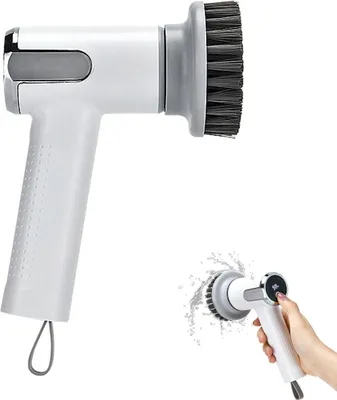 Produktbild von 3000mAh Handliche Akku-Reinigungsbürste, 20W, Wasserdicht, 2 Modi, Multifunktionale Aufsätze für Haushalt, Fenster, Fliesen & Auto