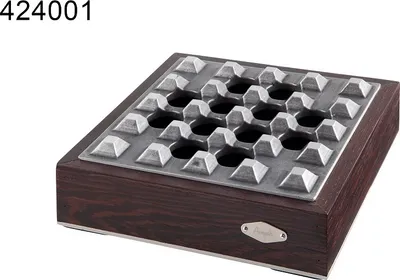 Produktbild von Zigarren Aschenbecher Metall Holz, 4 Ablagen, 18 x 18 x 5 cm