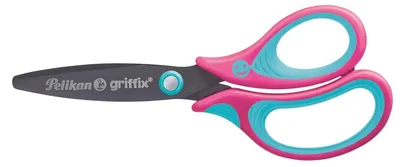 Image de Ciseaux scolaires Griffix® – 14 cm, bout rond, pour droitiers, lame en titane, blister