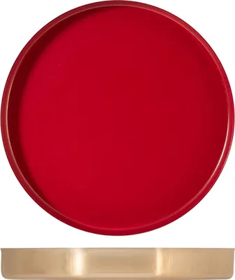 Produktbild von H&h rundes Edelstahltablett rot cm 35