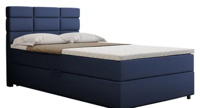 Produktbild von Boxspringbett 120x200, mit Bettkasten, Dunkelblau, Matratze und Topper, Einzelbett, REVE, Panda Möbel