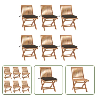 Produktbild von The Living Store Klappbare Gartenstühle mit Kissen 6 Stk. Massivholz Teak