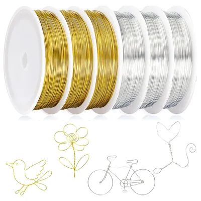 Basteldraht Set 6 Rollen 0,3 mm x 50 m Gold/Silber