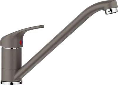 A single kitchen faucet against a white background.