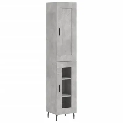 Image de Buffet haut Gris béton 34,5x34x180 cm Bois d'ingénierie