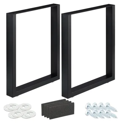Productafbeelding van Relaxdays Tafelpoten, set van 2, BxH: 60x72 cm, metalen tafelpoten voor bureau, eettafel, salontafel, industriële stijl, zwart