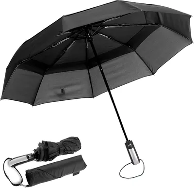 Produktbild von Regenschirm, Schirm, Automatischer, Schirmwinddichter Taschenschirm und Schirm Umbrella, vor Regen, Wind und Sonne, Ergonomischer Griff und Auf-Zu-Automatik für Damen und Herren mit Tragehülle