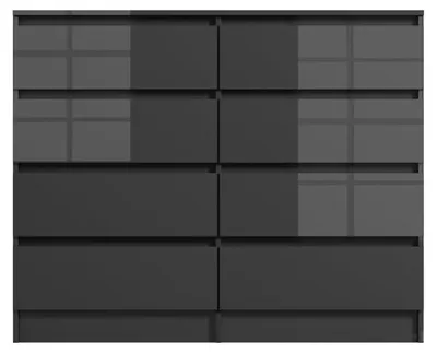 Obrázok produktu pre Biela komoda s vysokým leskom, s 6 alebo 8 zásuvkami. Nočný stolík. Komoda. Úložný priestor: 120x77x40 cm / 120x99x40 cm