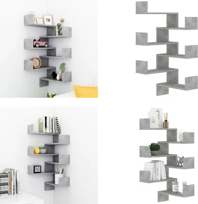 Image de vidaXL Wall Eckregale 2 Stk. Betongrau 40x40x50 cm Holzwerkstoff - Wandregal - Wandregale - Wandablage - Wandablagen