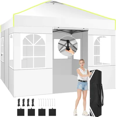 Produktbild von Faltbares Pavillon, wasserdicht, UV-Schutz, höhenverstellbar, Weiß