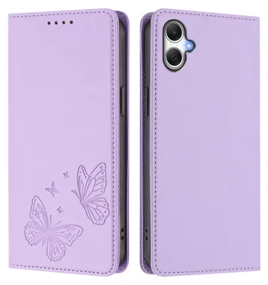 Image de Étui en cuir pour Samsung Galaxy A07 5G/4G, étui de protection type portefeuille en cuir gaufré motif papillon avec support, violet