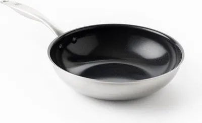 Produktbild von Famanu Wokpfanne 28 cm - Keramische Antihaftbeschichtung, Induktionsgeeignet, Edelstahl, Schwarz