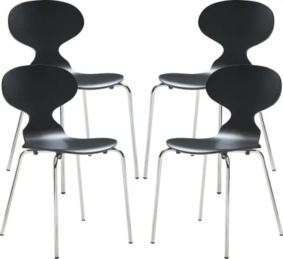 Image de Chaise de salle à manger 'Kil' lot de 4 chaises de cuisine 80 x 47 x 48 cm bois structure métal noir/chrome