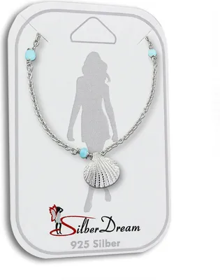 Image de SilberDream Chaîne de cheville 25cm dames 925 argent perle acrylique coquillage bleu clair SDF5245H