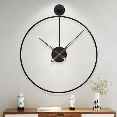 Produktbild von Große moderne Wohnzimmeruhr, schwarzer XXL runder Metallwanduhren für Küche, Büro, Schlafzimmer, Vintage Wanduhren, batteriebetrieben, schweigend, Wohnaccessoires, 50 cm