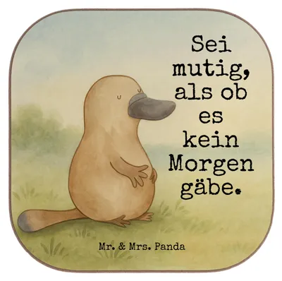 Produktbild von Mr. & Mrs. Panda Tischuntersetzer Schnabeltier Mut Design - Weiß - Geschenk, Arbeit, Training, Untersetzer Glas, Gläser, Coaster, für, Meer, Raodtrip, Getränkeuntersetzer