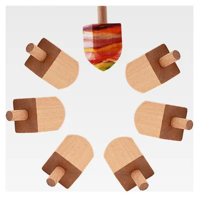 Produktbild von 15 Stück Unfertiges Holzspielzeug Dreidel Holz Zum Dekorieren, Ideal Für Chanukka-Partys