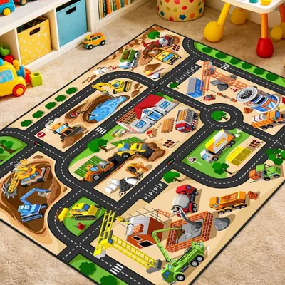 Produktbild von Kinderteppich, rutschfest 60x90 cm, kurzflor, maschinenwaschbar, für Kinderzimmer