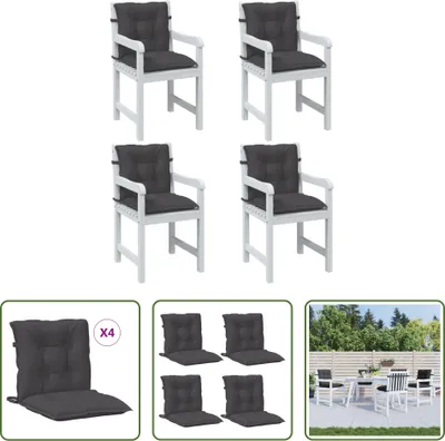 Zdjęcie produktu dla The Living Store niskie poduszki oparciowe 4 sztuki melanż antracyt 100x50x7cm tkanina