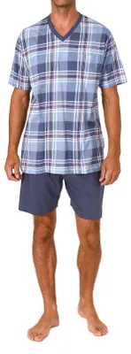 Produktbild von Normann Herren kurzarm Schlafanzug Shorty Pyjama aus Single Jersey - auch in Übergröße ; blau , 58