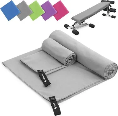 Produktbild von Famanu Set von 2 Mikrofaser-Handtüchern - Große und kleine schnell trocknende Handtücher für Strand, Fitness und Sport