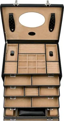 Produktbild von WINDROSE Schmuckschatulle Merino Jewelry Box Big Black schwarz