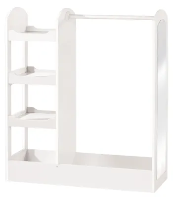 Kinder-Garderobe mit Spiegel, Kleiderstange & Ablagen, Weiß, 107x90x34,5 cm